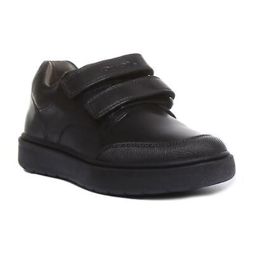 Geox J Riddock B.f Boys Two Straps Leather School Shoe In Black Size US 10 - 4