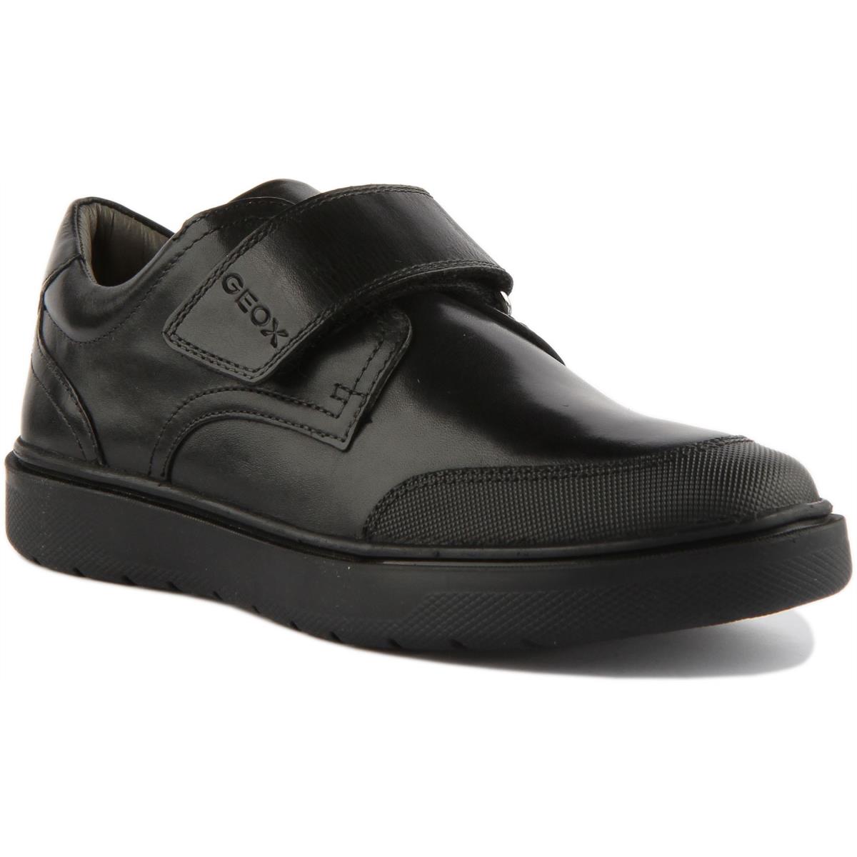 Geox J Riddock B.i Boys Single Strap Leather School Shoe In Black Size US 10 - 3 Black