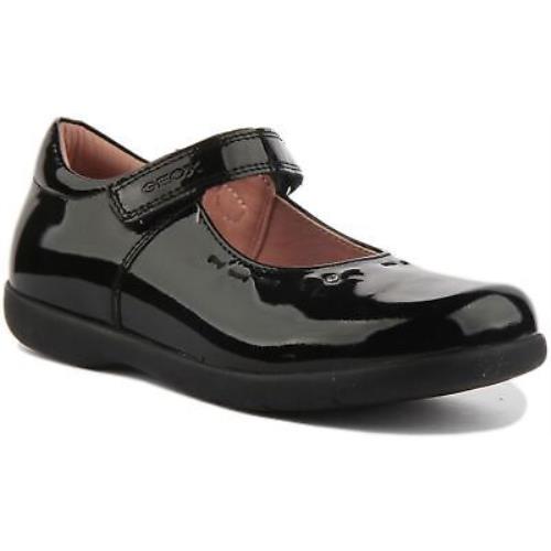 Geox Naimara Girls Mary Jane Leather School Shoes In Black Patent Size US 9 - 13