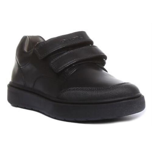 Geox J Riddock B.f Kids Two Straps Leather School Shoe In Black Size US 9 - 2