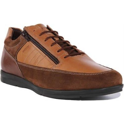 Geox U Adrien Mens Lace Up Casual Leather Shoes In Brown Size US 7 - 13