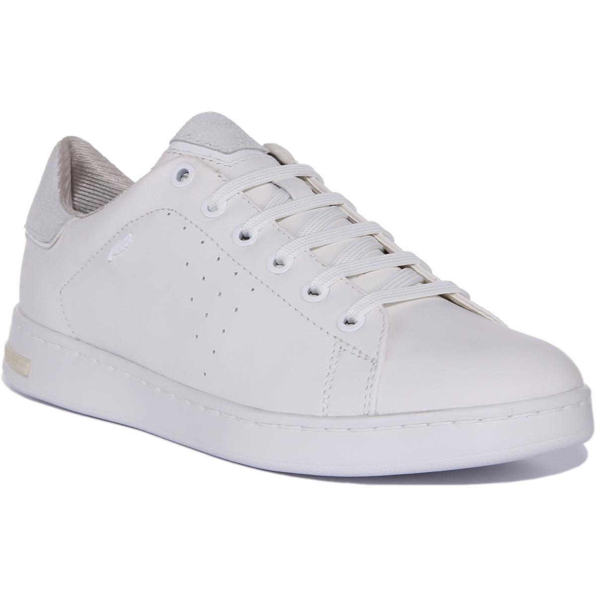 Geox D Jaysen Low Profile Casual Leather Shoes White Womens US 5 - 10 WHITE