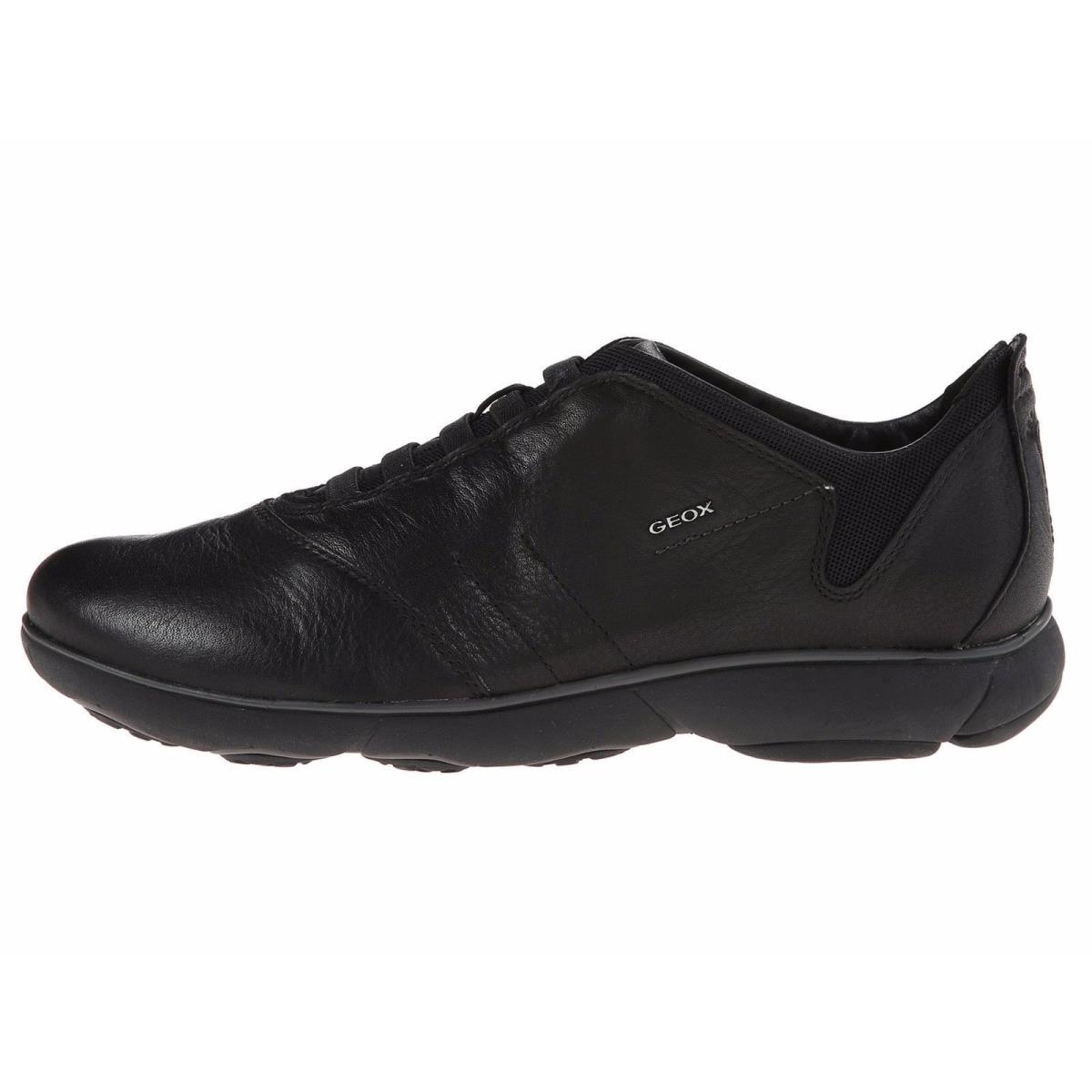 Geox U Nebula B Black Leather Comfortable Breathable Slip On Walking Shoe