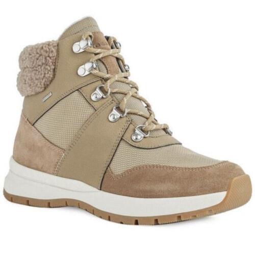 Geox Women`s Natural Braies Suede-trim Boots Shoe Womens Size 10 Sfs