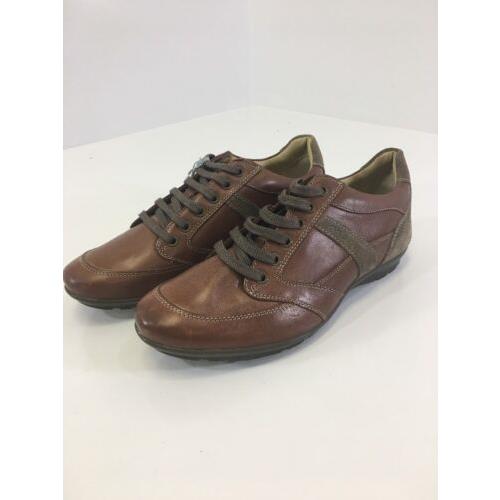 Geox Respira Men`s Symbol Lace UP Leather Shoes Brown/stone SZ 40 US 7.5