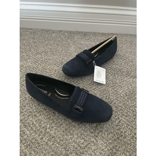 Geox Respira Slip on Loafers Shoes Womens 7.5 Navy Suede Leather