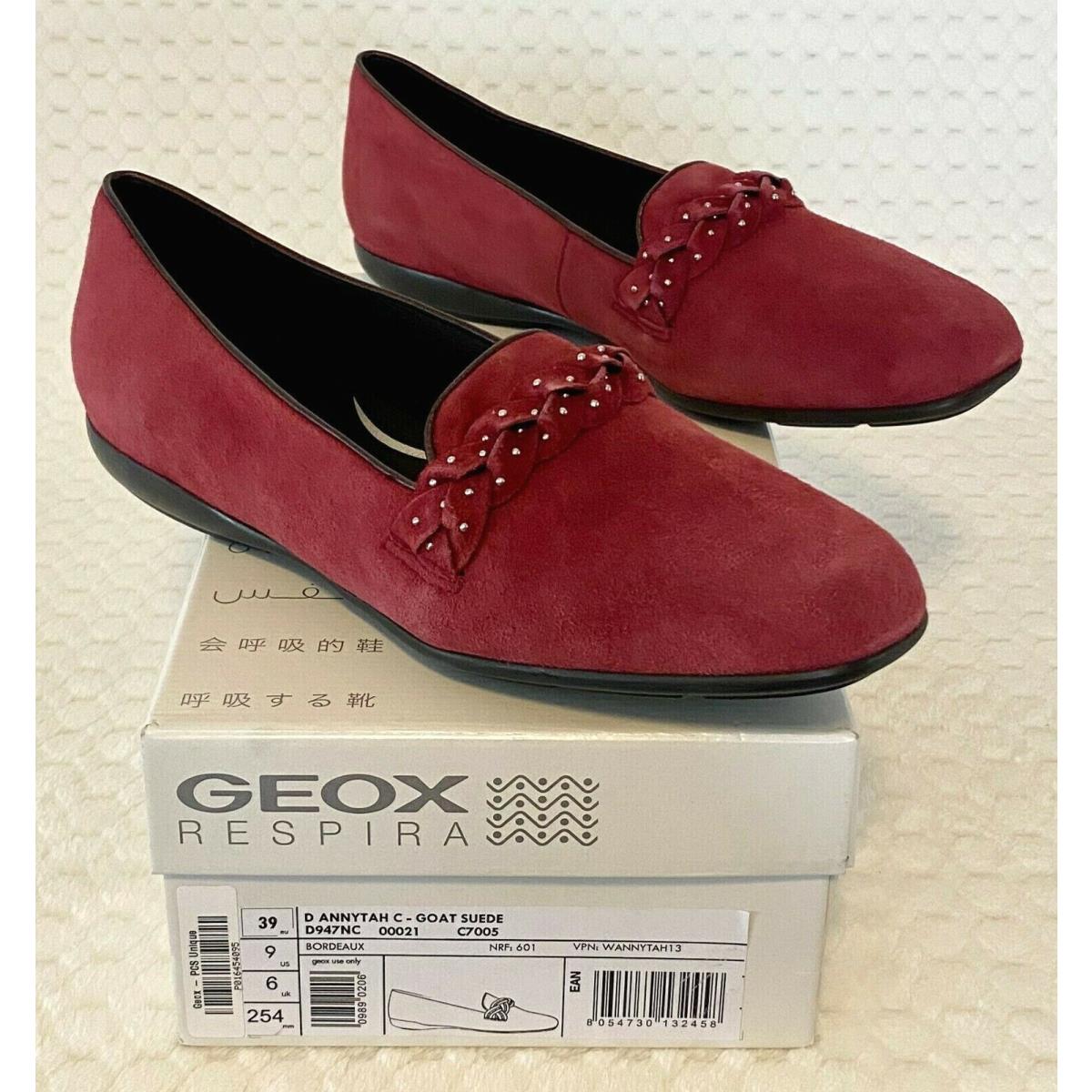 Geox Respira Annytah Ballet Flat Slip-on Goat Suede Shoe Size 9M US Bordeaux