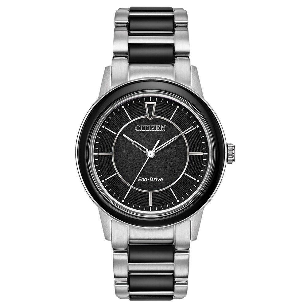 Citizen Eco-drive Chandler Ladies Black Dial Watch EM0741-51E - Dial: Black, Band: Two-Tone Black/Silver, Bezel: Black