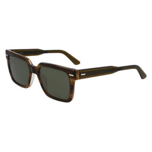 Calvin Klein CK22535S Sunglasses Men Striped Olive Square 55mm