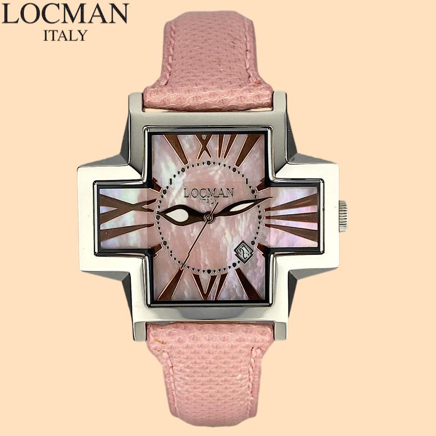 Locman Cross Ref 181 Unique Quartz Watch Mother-of-pearl Pink Karung Snake 37mm