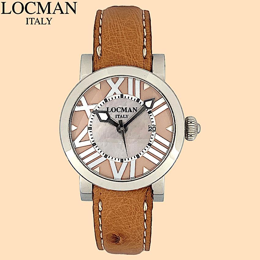Locman Toscano Ref 291 Quartz Watch Mother-of-pearl Ostrich Leather Strap 30 mm