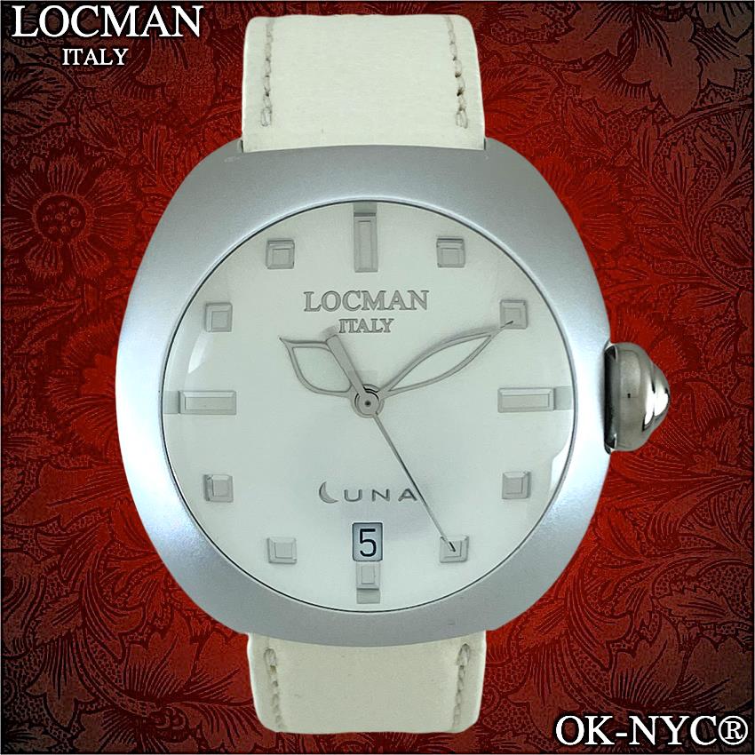 Locman Luna Ref 041 Watch Leather Strap W/r 3 Atm Date Aluminum Case 41 mm
