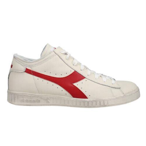 Diadora Game L Waxed Row Cut Lace Up Mens Off White Red Sneakers Casual Shoes