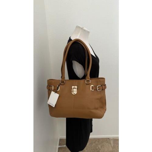 Calvin Klein Brown Leather Tote Shoulder Bag .msrp