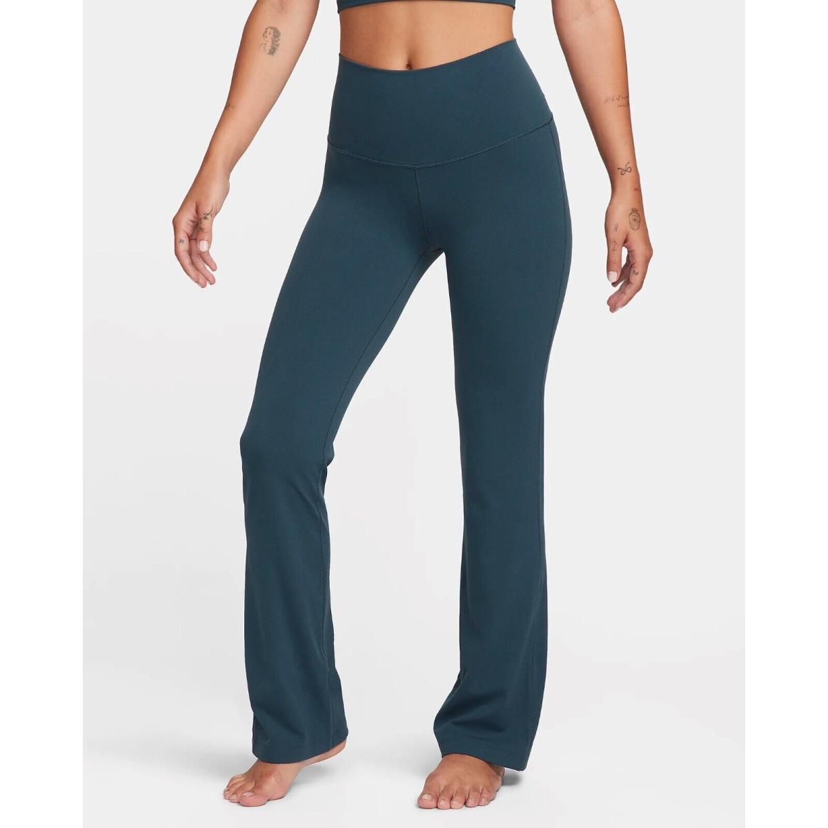 Women`s Nike Yoga Dri-fit Luxe Flared Pants S M Deep Jungle