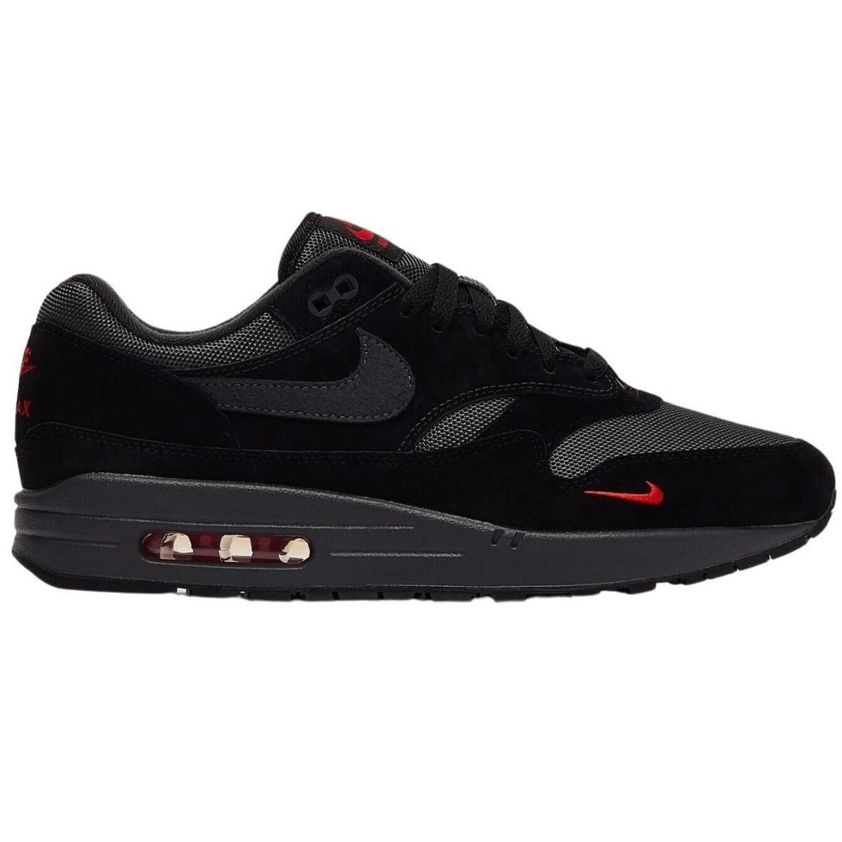 Nike Air Max 1 Men`s Casual Shoes All Colors US Sizes 7-14 Black / Anthracite / University Red
