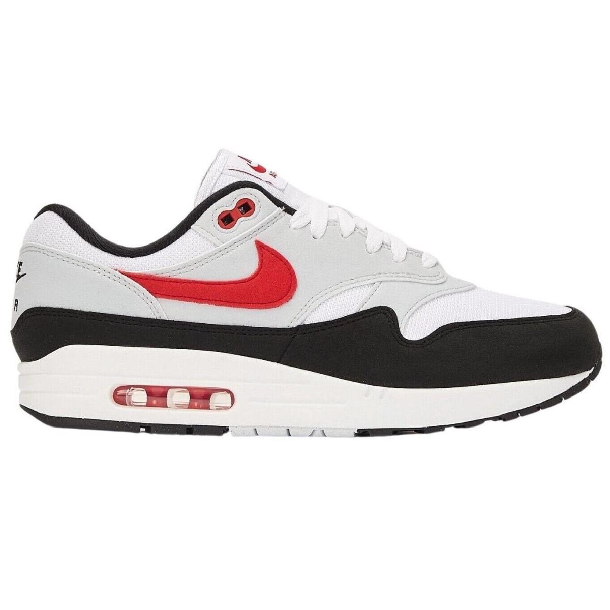Nike Air Max 1 Men`s Casual Shoes All Colors US Sizes 7-14 White / University Red / Pure Platinum / Black