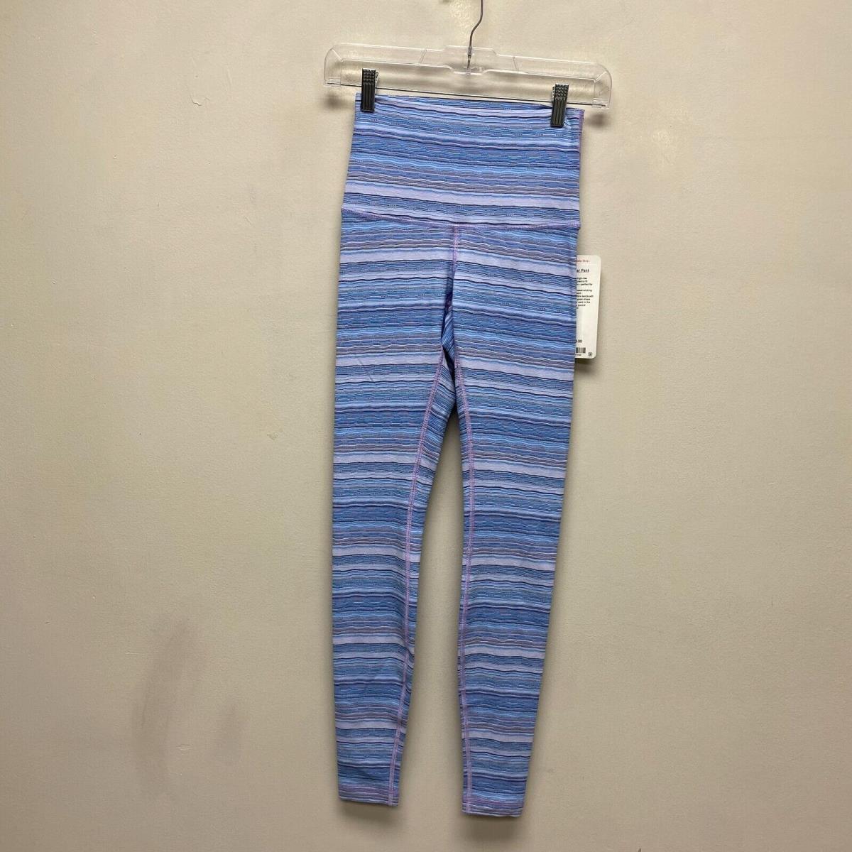Lululemon Athletica Blue Striped Wunder Under Pant Hi-rise Luon Leggings 4