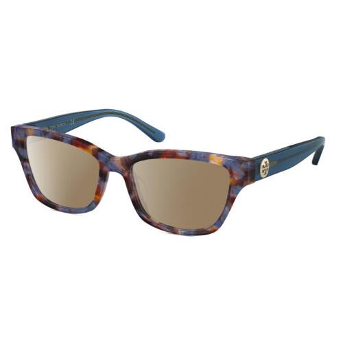 Tory Burch TY2112U Cateye Polarized Sunglasses Blue Brown Tortoise 51mm 4 Option Amber Brown Polar