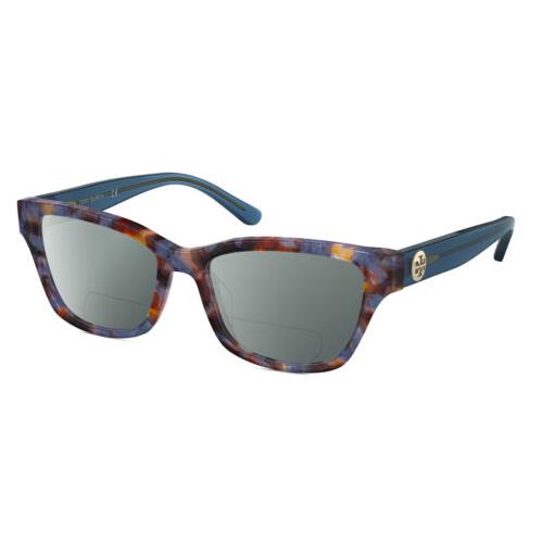 Tory Burch TY2112U Cat Eye Polarized Bifocal Sunglasses Blue Brown Tortoise 51mm Grey