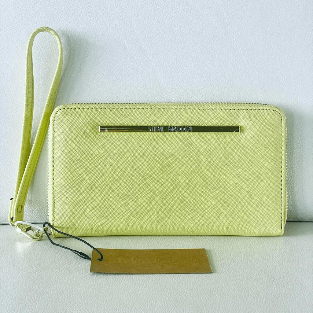w/ Box Steve Madden Gorgeous Bzippy Lemon Yellow Zip Around Wallet Wristlet