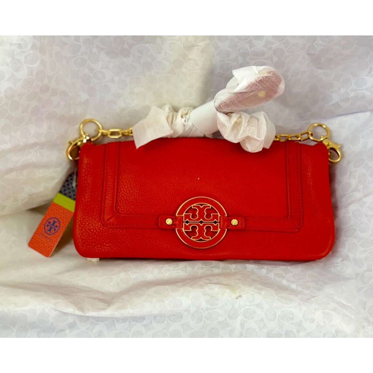 Tory Burch Amanda Wildberry Coral Leather EW Wallet Bag Clutch 31129030