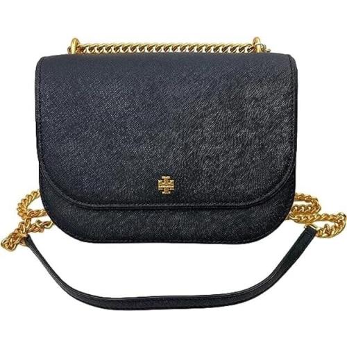 Tory Burch 147214 Emerson Black with Gold Hardware Leather Women`s Shoulder Bag - Handle/Strap: Gold, Hardware: Black, Lining: Gold