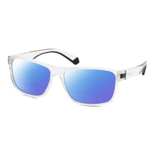 Polaroid 2121/S Unisex Polarized Bifocal Sunglasses Clear Crystal 58mm 41 Option Blue Mirror