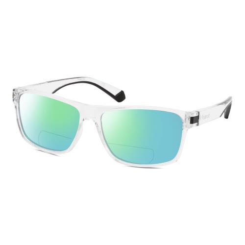 Polaroid 2121/S Unisex Polarized Bifocal Sunglasses Clear Crystal 58mm 41 Option Green Mirror
