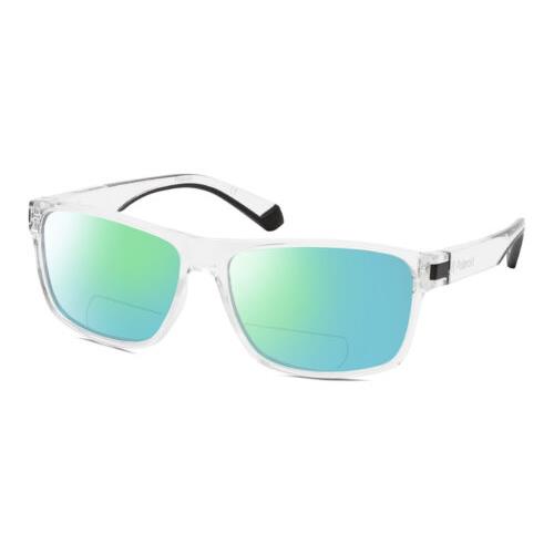 Polaroid 2121/S Unisex Polarized Bifocal Sunglasses Clear Crystal 58mm 41 Option Green Mirror