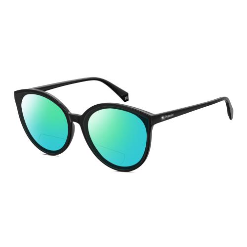 Polaroid 4082/F/S Cat Eye Polarized Bifocal Sunglass Black Gemstone Accents 62mm Green Mirror