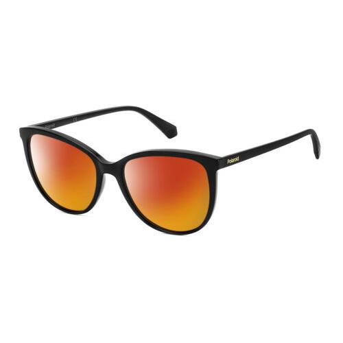 Polaroid 4100/F/S Cateye Polarized Sunglasses Black Crystal Accent 59mm 4 Option Red Mirror Polar