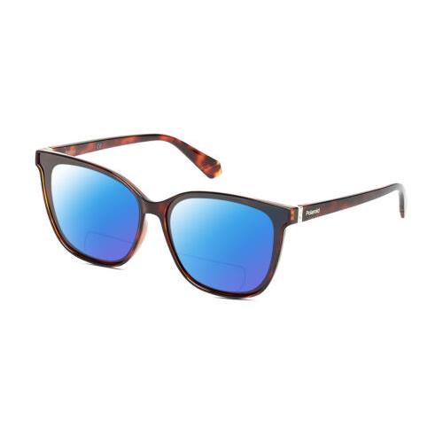 Polaroid 4101/F/S Cateye Polarized Bifocal Sunglasses Tortoise Havana Brown 65mm Blue Mirror