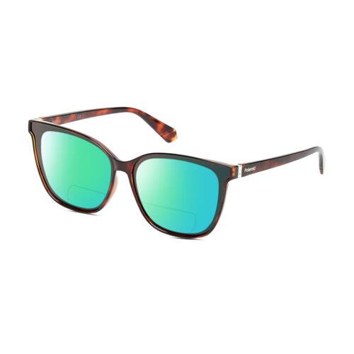 Polaroid 4101/F/S Cateye Polarized Bifocal Sunglasses Tortoise Havana Brown 65mm Green Mirror