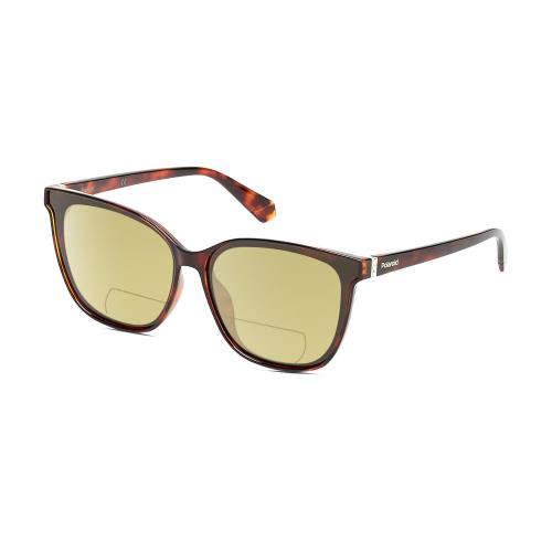 Polaroid 4101/F/S Cateye Polarized Bifocal Sunglasses Tortoise Havana Brown 65mm Yellow