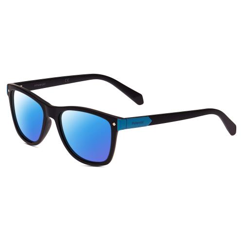 Polaroid Kids 8025/S Unisex Panto Polarized Sunglasses Black Blue 48mm 4 Options Blue Mirror Polar