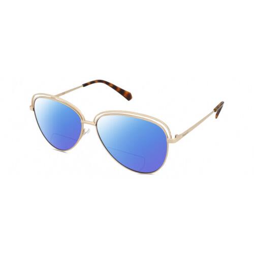 Polaroid 4103/S Womens Polarized Bifocal Sunglasses in Gold Tortoise Havana 58mm Blue Mirror