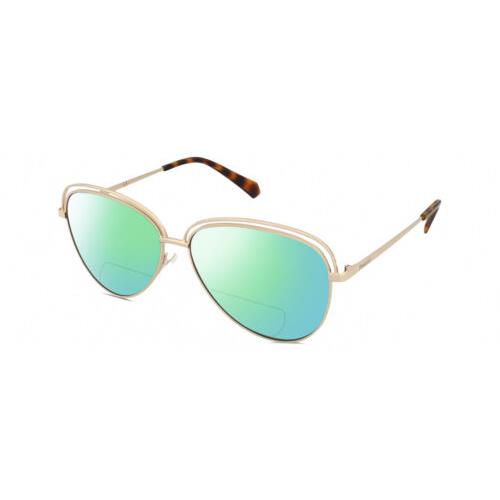 Polaroid 4103/S Womens Polarized Bifocal Sunglasses in Gold Tortoise Havana 58mm Green Mirror