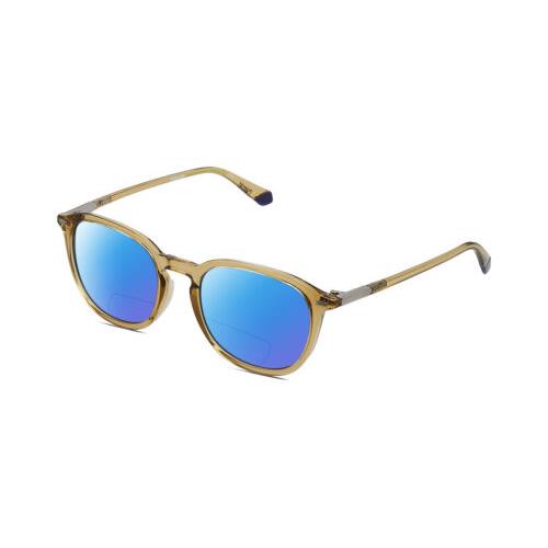 Polaroid 2115/F/S Unisex Polarized Bifocal Sunglasses in Crystal Brown Blue 54mm Blue Mirror