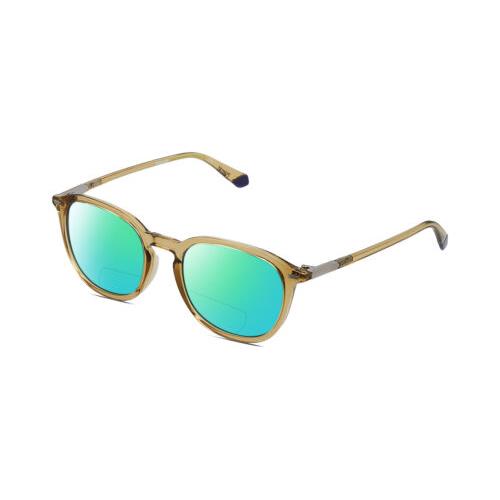 Polaroid 2115/F/S Unisex Polarized Bifocal Sunglasses in Crystal Brown Blue 54mm Green Mirror