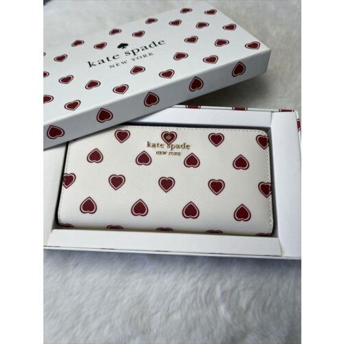 New Kate Spade Madison Heartfelt Boxed Large Slim Bifold Wallet Valentine Gift