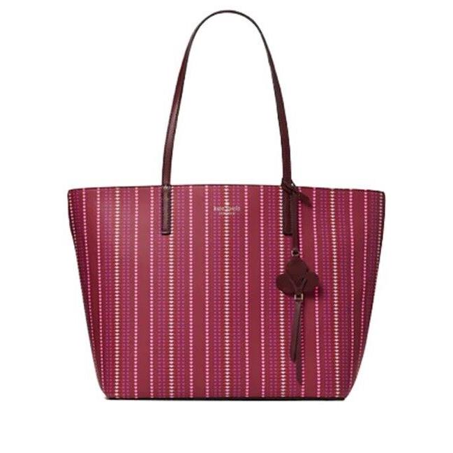 Kate Spade New York Kelsey Heart Print Cranberry Cocktail Large Tote