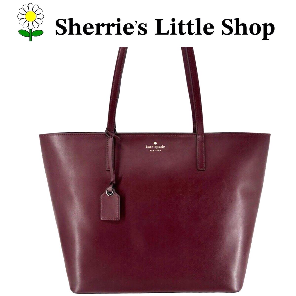 New Kate Spade Janie Smooth Leather Cherrywood Tote Handbag Style WKRU6263