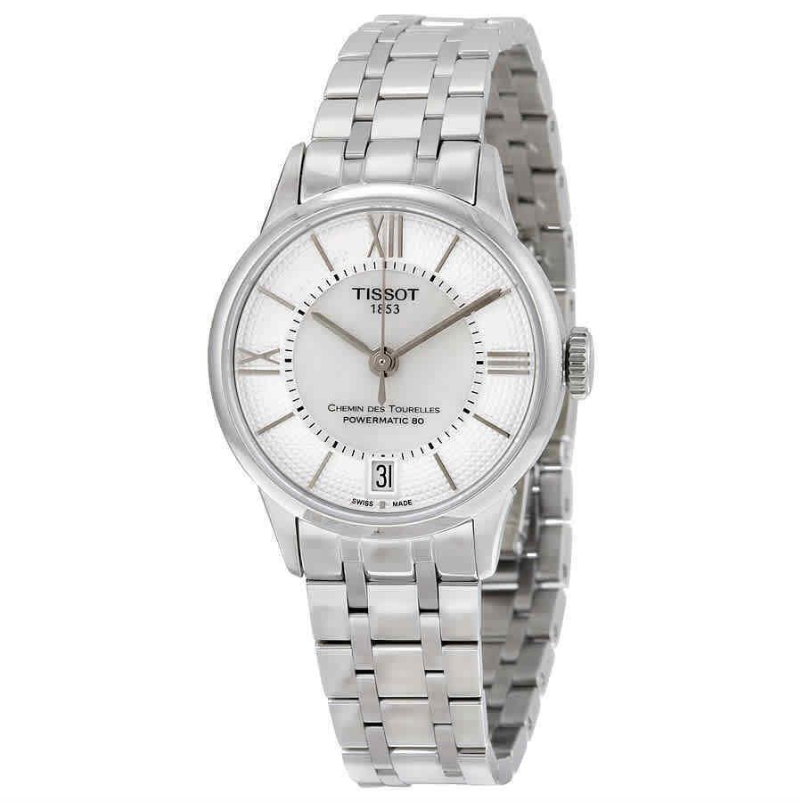 Tissot Chemin Des Tourelles Automatic Ladies Watch T0992071111800 - Dial: White, Band: Gray, Bezel: Silver