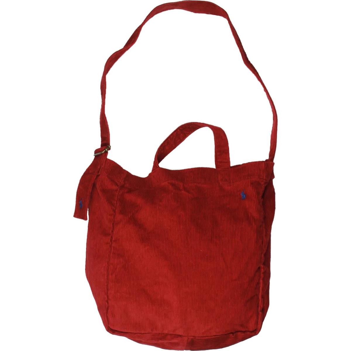 Polo Ralph Lauren Red Corduroy Adjustable Strap Tote Bag