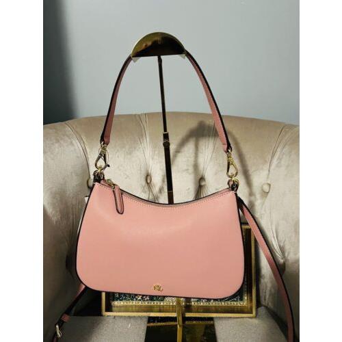 Lauren Ralph Lauren Danni Small Leather Shoulder Bag Handbag Hobo Rose