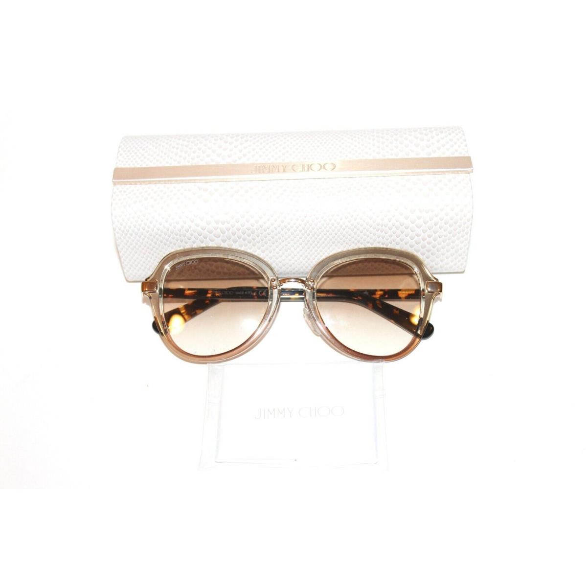 Jimmy Choo Dree/s 06J/HA Gold Havana Brown Sunglasses 51-21-140 MM