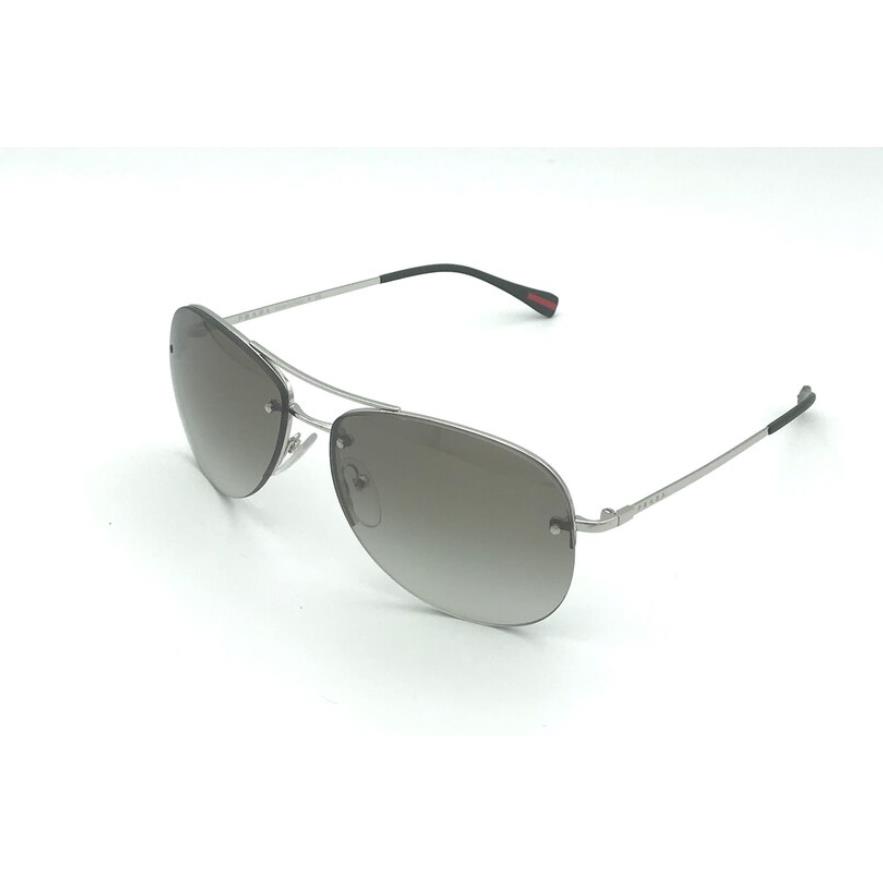 Prada Sport Sps 50R 1BC-0A7 Silver / Grey Gradient Oval Men`s Sunglasses - Frame: Silver, Lens: Grey