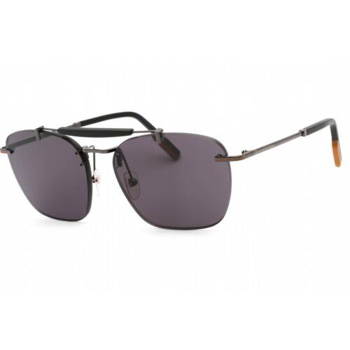 Ermenegildo Zegna Men`s Sunglasses Full Rim Shiny Gunmetal Plastic EZ0155 08A
