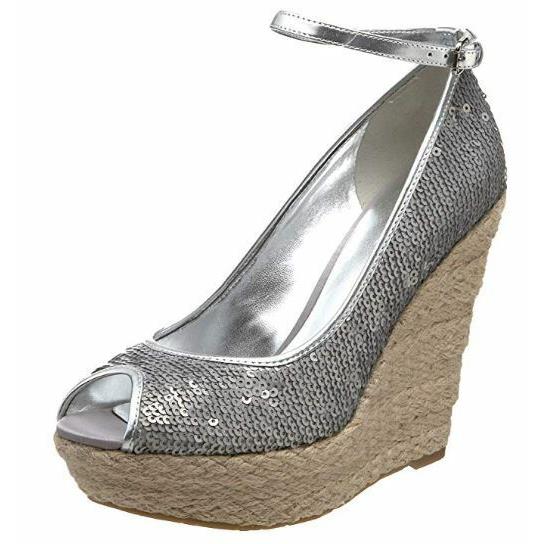 Guess Womens Idabel Silver Sequins Espadrille Sandals 9.5 M Shoes